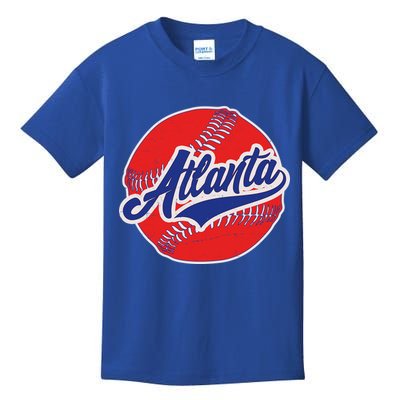 Vintage Atlanta Baseball Sports Logo Kids T-Shirt
