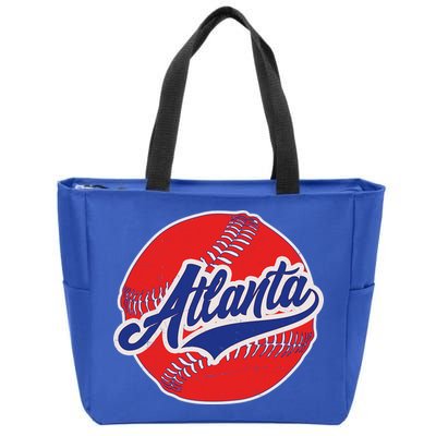 Vintage Atlanta Baseball Sports Logo Zip Tote Bag