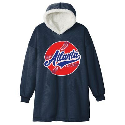 Vintage Atlanta Baseball Sports Logo Hooded Wearable Blanket