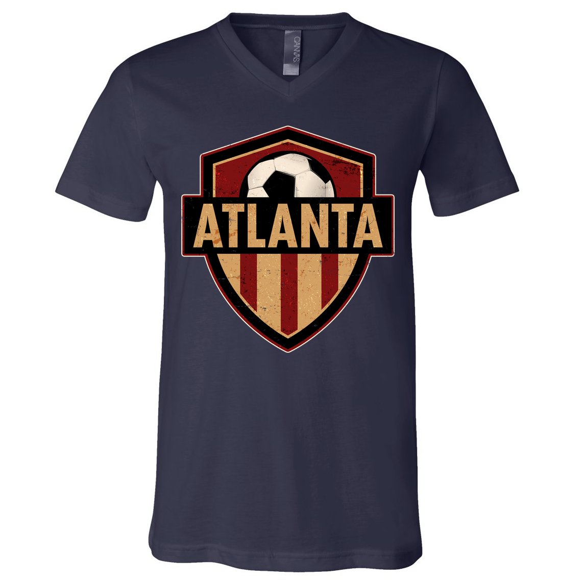 Vintage Atlanta GA USA Soccer Shield Logo V-Neck T-Shirt