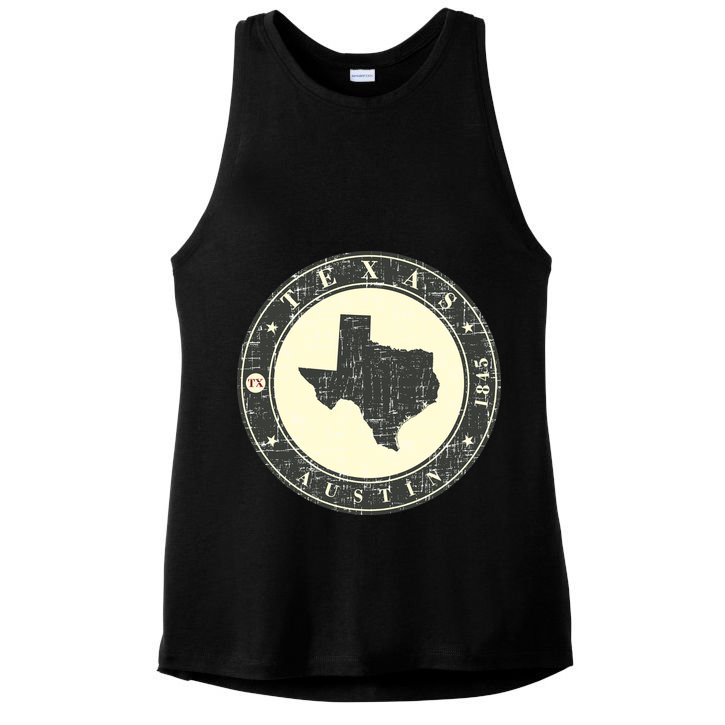 Vintage Austin Texas Logo Ladies PosiCharge Tri-Blend Wicking Tank