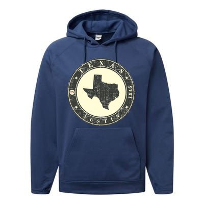 Vintage Austin Texas Logo Performance Fleece Hoodie