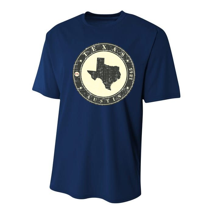 Vintage Austin Texas Logo Youth Performance Sprint T-Shirt