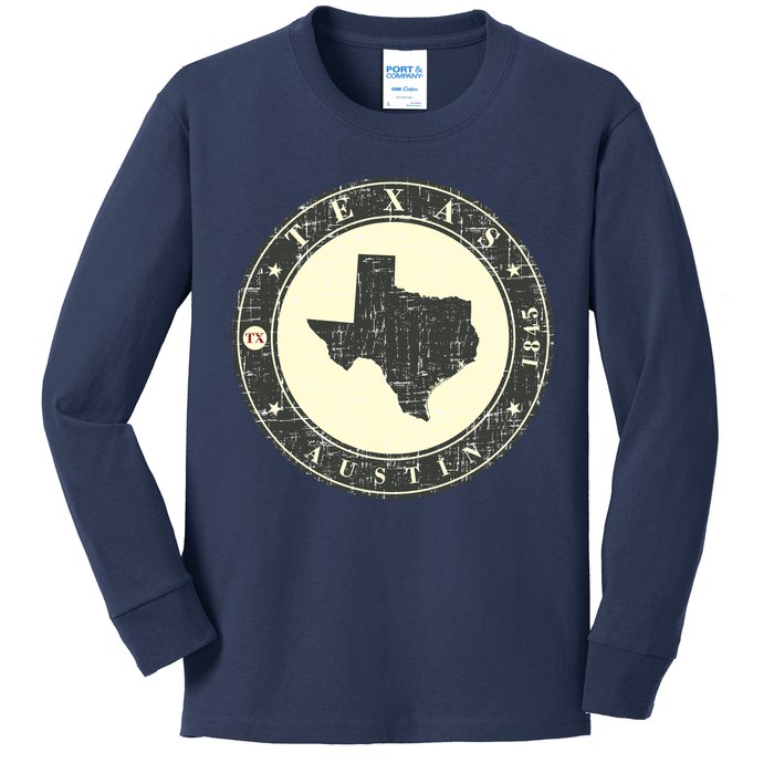 Vintage Austin Texas Logo Kids Long Sleeve Shirt