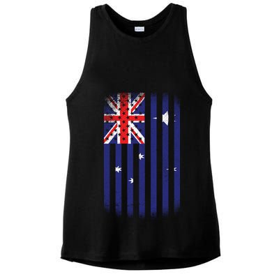 Vintage Australian Flag Ladies PosiCharge Tri-Blend Wicking Tank