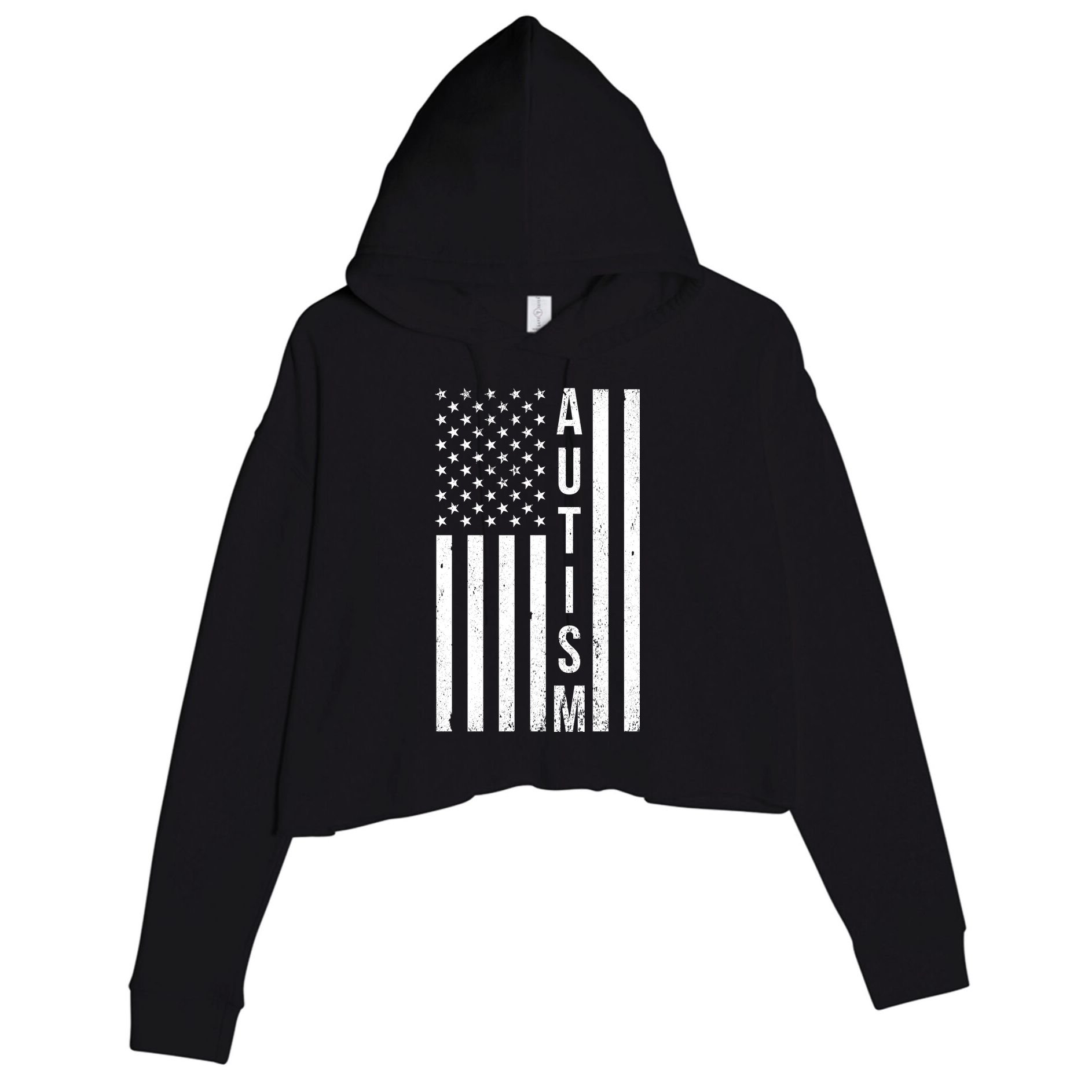 Vintage Autism Flag Crop Fleece Hoodie