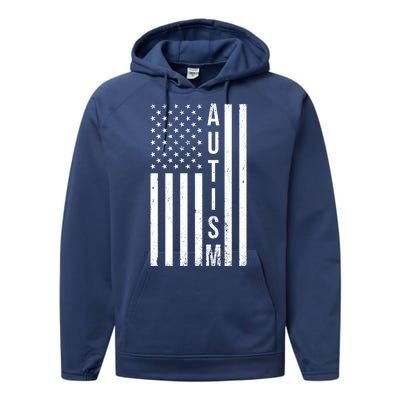 Vintage Autism Flag Performance Fleece Hoodie