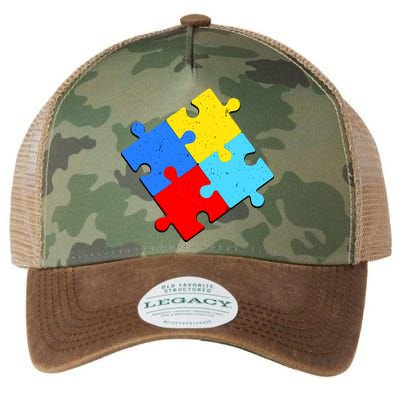 Vintage Autism Puzzle Legacy Tie Dye Trucker Hat