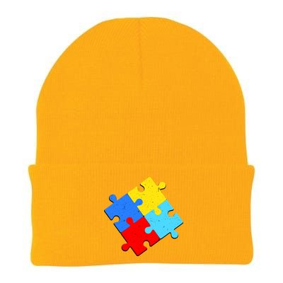 Vintage Autism Puzzle Knit Cap Winter Beanie