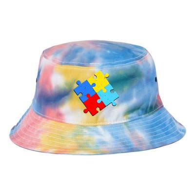 Vintage Autism Puzzle Tie Dye Newport Bucket Hat