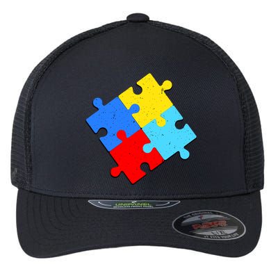 Vintage Autism Puzzle Flexfit Unipanel Trucker Cap