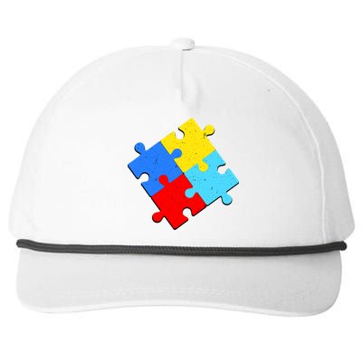 Vintage Autism Puzzle Snapback Five-Panel Rope Hat