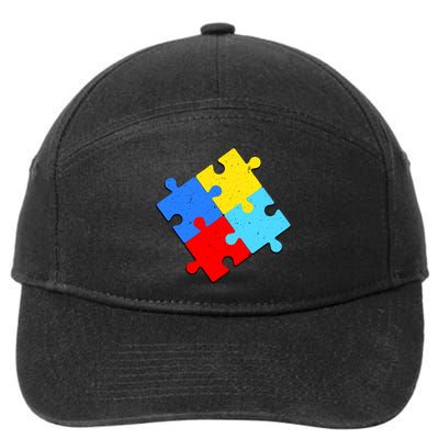 Vintage Autism Puzzle 7-Panel Snapback Hat