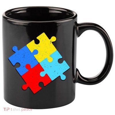 Vintage Autism Puzzle 11oz C Handle Ceramic Mug