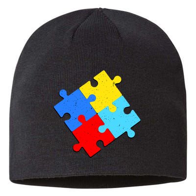 Vintage Autism Puzzle Sustainable Beanie