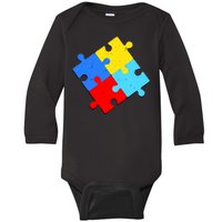 Vintage Autism Puzzle Baby Long Sleeve Bodysuit