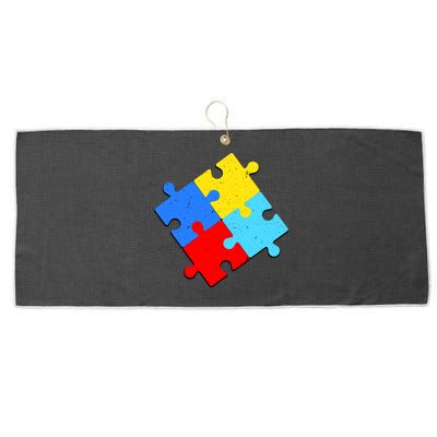 Vintage Autism Puzzle Large Microfiber Waffle Golf Towel