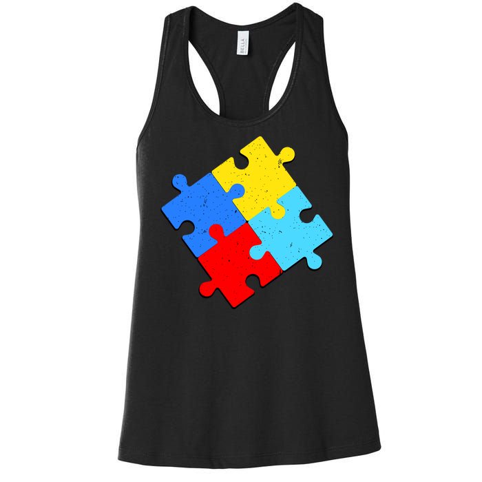 Vintage Autism Puzzle Women's Racerback Tank