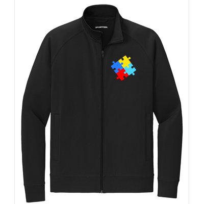 Vintage Autism Puzzle Stretch Full-Zip Cadet Jacket