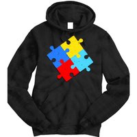 Vintage Autism Puzzle Tie Dye Hoodie