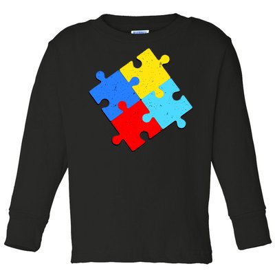 Vintage Autism Puzzle Toddler Long Sleeve Shirt