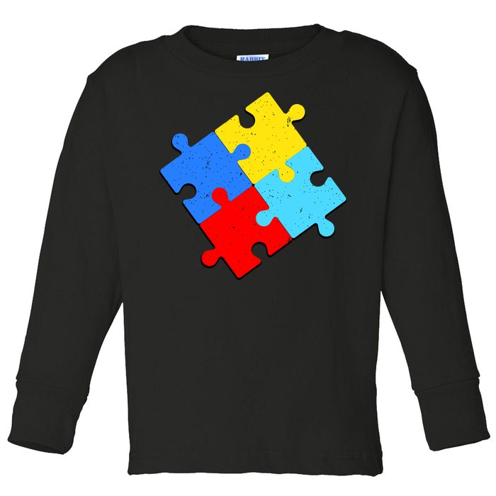 Vintage Autism Puzzle Toddler Long Sleeve Shirt