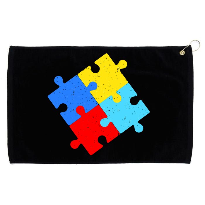 Vintage Autism Puzzle Grommeted Golf Towel