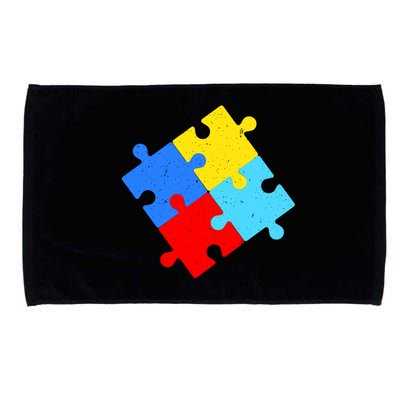 Vintage Autism Puzzle Microfiber Hand Towel