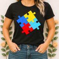 Vintage Autism Puzzle Womens T-Shirt