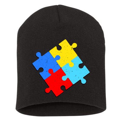 Vintage Autism Puzzle Short Acrylic Beanie