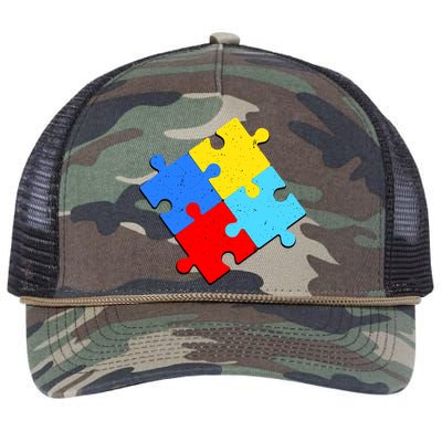 Vintage Autism Puzzle Retro Rope Trucker Hat Cap