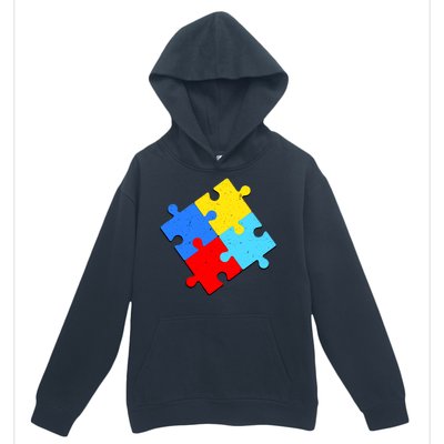 Vintage Autism Puzzle Urban Pullover Hoodie