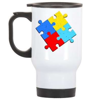 Vintage Autism Puzzle Stainless Steel Travel Mug