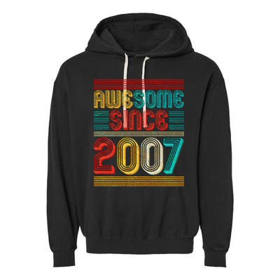 Vintage Awesome Since 2007 Happy 12th Birthday Garment-Dyed Fleece Hoodie