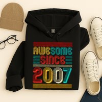 Vintage Awesome Since 2007 Happy 12th Birthday Hoodie