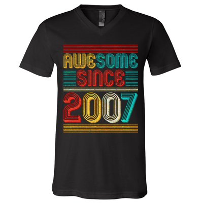 Vintage Awesome Since 2007 Happy 12th Birthday V-Neck T-Shirt