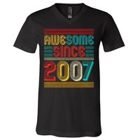 Vintage Awesome Since 2007 Happy 12th Birthday V-Neck T-Shirt