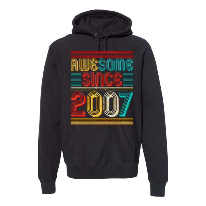 Vintage Awesome Since 2007 Happy 12th Birthday Premium Hoodie