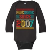 Vintage Awesome Since 2007 Happy 12th Birthday Baby Long Sleeve Bodysuit