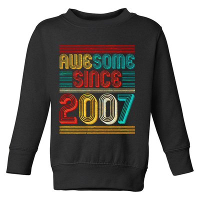 Vintage Awesome Since 2007 Happy 12th Birthday Toddler Sweatshirt