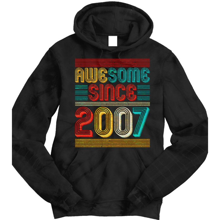 Vintage Awesome Since 2007 Happy 12th Birthday Tie Dye Hoodie