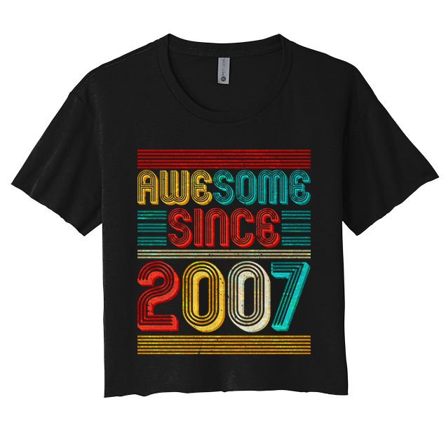 Vintage Awesome Since 2007 Happy 12th Birthday Crop Top