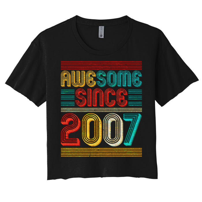 Vintage Awesome Since 2007 Happy 12th Birthday Women's Crop Top Tee