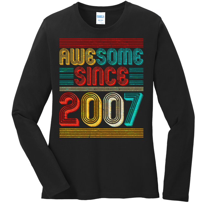 Vintage Awesome Since 2007 Happy 12th Birthday Ladies Long Sleeve Shirt