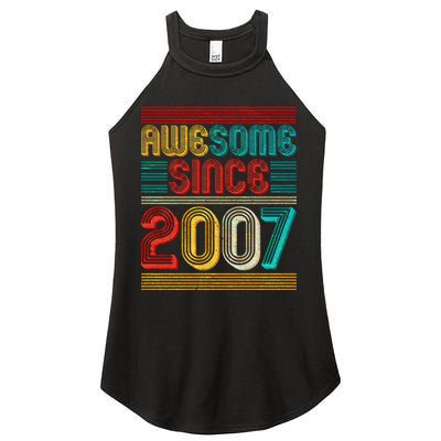 Vintage Awesome Since 2007 Happy 12th Birthday Women's Perfect Tri Rocker Tank