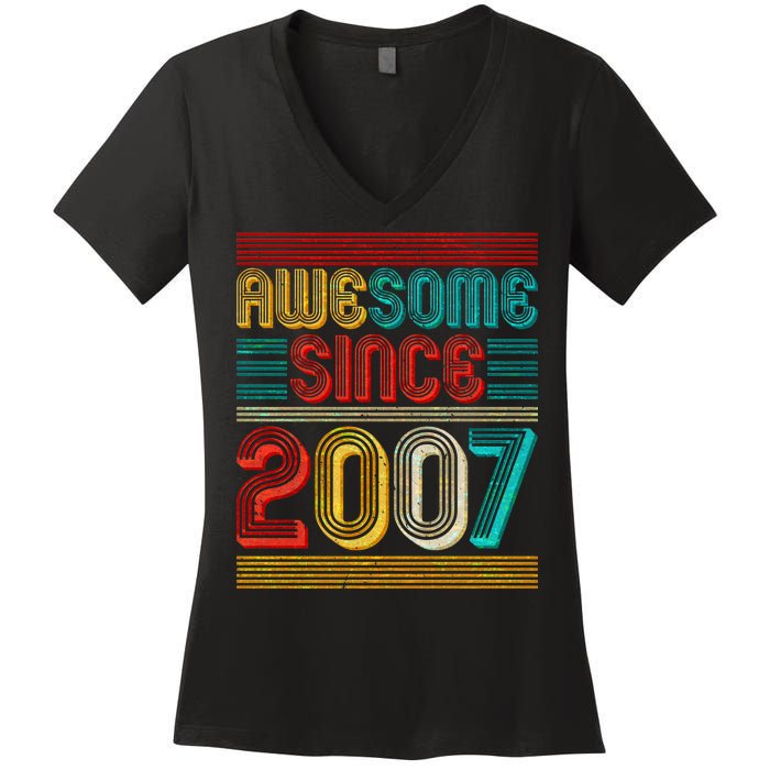 Vintage Awesome Since 2007 Happy 12th Birthday Women's V-Neck T-Shirt