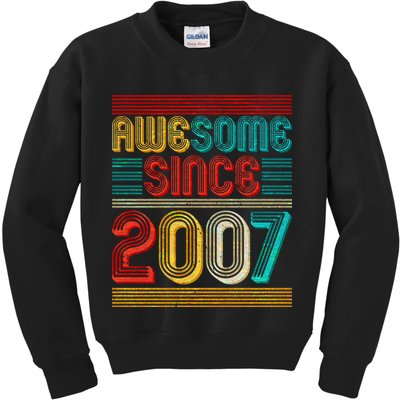Vintage Awesome Since 2007 Happy 12th Birthday Kids Sweatshirt