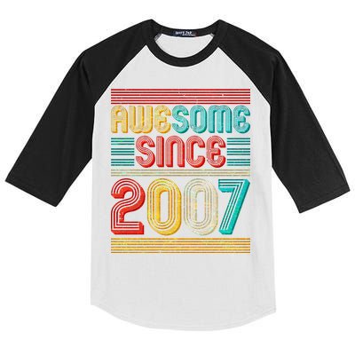 Vintage Awesome Since 2007 Happy 12th Birthday Kids Colorblock Raglan Jersey