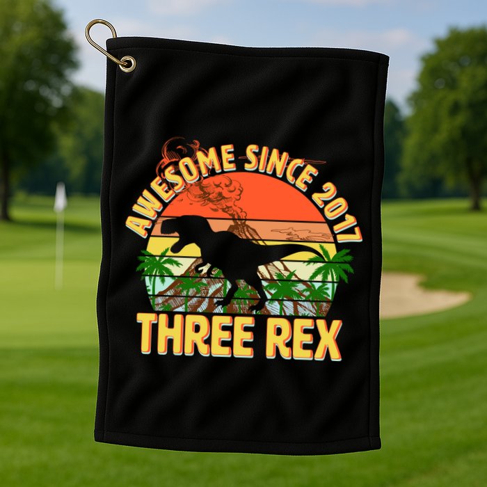 Vintage Awesome Since 2017 3rd Birthday Golf Towel