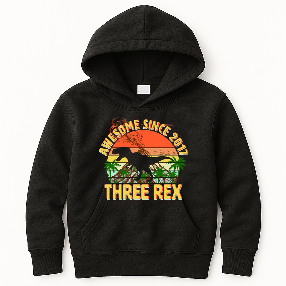 Vintage Awesome Since 2017 3rd Birthday Kids Hoodie